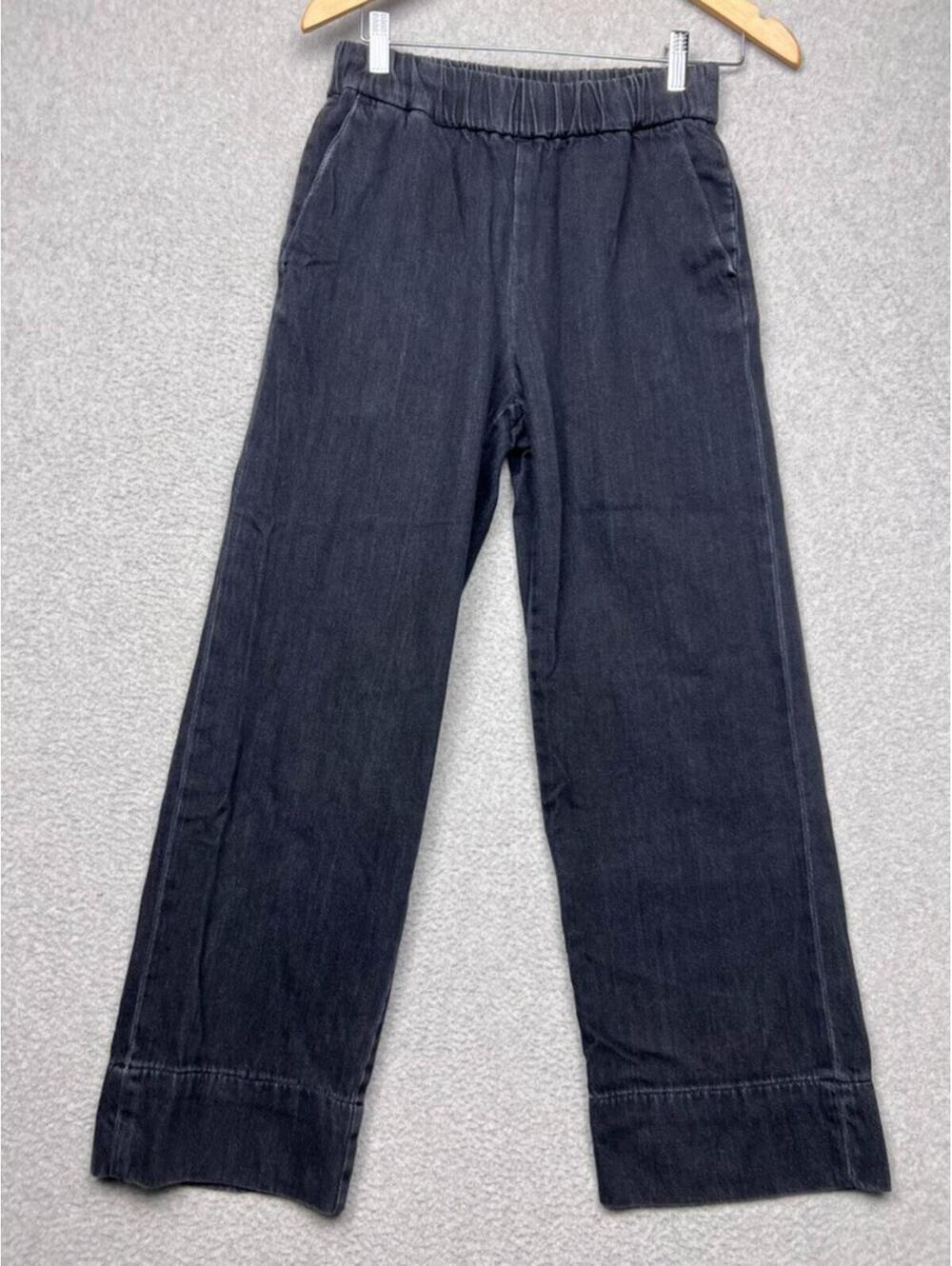 Everlane The Easy Jean Washed Charcoal Wide Leg Pants Grey Minimalist Pull On 2